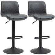 Set of 2 Swivel Bar Stools with Adjustable Height and Footrest for Home Kitchen Dark Grey