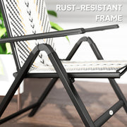 Black Rattan Folding Garden Chairs Set of 2 with 5 Position Backrest by Outsunny