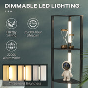 Modern Corner Floor Lamp with Dimmable LED Light for Living Room or Bedroom, Black