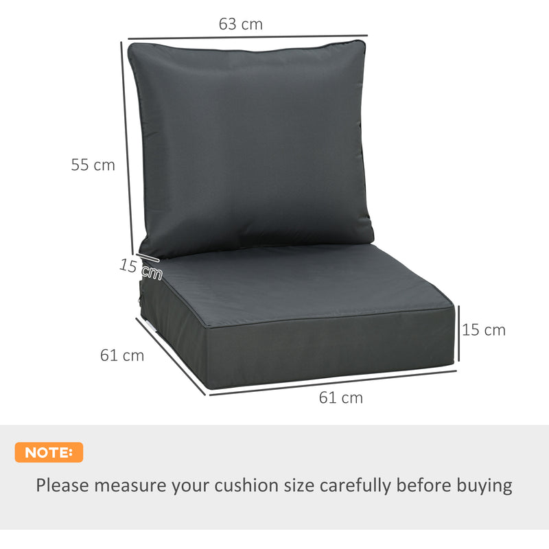 Dark Grey Outdoor Seat and Back Cushion Set Fade Resistant for Rattan or Patio Chairs