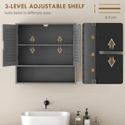 Wall Mounted Bathroom Cabinet With Adjustable Shelves For Organised Storage Grey AOSOM