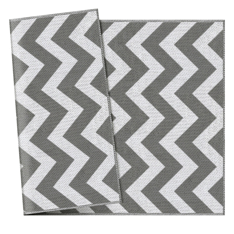 Grey and White Reversible Outdoor Rug 1.2 x 1.8m Waterproof Plastic Mat for Garden Camping Beach by Outsunny