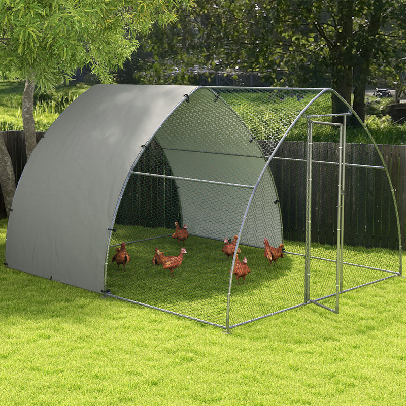 Large Outdoor Chicken Coop with Weatherproof Cover for 8 to 12 Hens Ducks or Rabbits Silver Tone