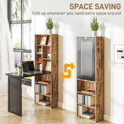 Folding Desk with Blackboard and Side Shelf Rustic Brown Home Office Workstation by HOMCOM