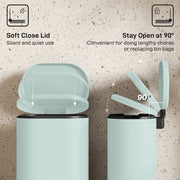 Green 30 Litre Curved Kitchen Bin with Soft Close Lid Ideal for Home or Office Use