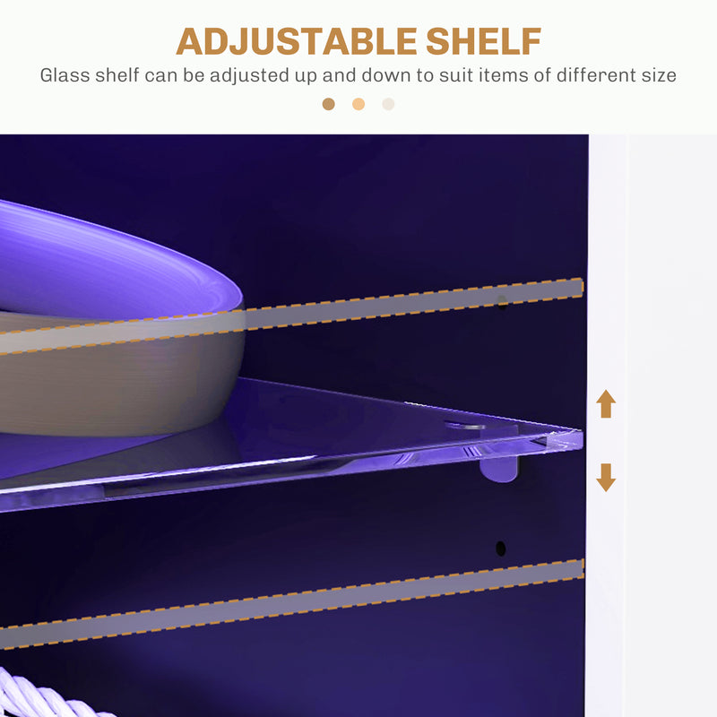 Modern TV Cabinet With Adjustable Shelves And LED Lighting For Living Room, White