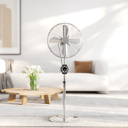 Silver 18 Inch Metal Pedestal Fan with Oscillation and Adjustable Height