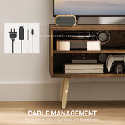 Brown TV Stand for TVs up to 55 Inches with Open Shelves and Cable Management