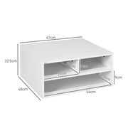 Three Compartment Printer Storage Cabinet With Adjustable Shelves For Home Office White AOSOM