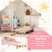 Cute Animal Themed Toddler Bed with Safety Rails 143 x 77 x 60cm by AIYAPLAY