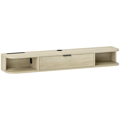 120 cm Wall Mounted TV Unit for TVs up to 50 Inch with Storage Shelves Natural