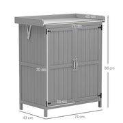 Small Grey Wooden Garden Storage Shed with Shelf and Hinged Roof by Outsunny