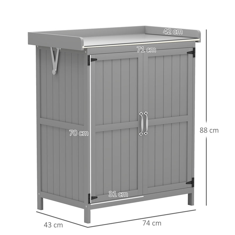 Small Grey Wooden Garden Storage Shed with Shelf and Hinged Roof by Outsunny