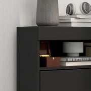 Flip Door Shoe Storage Cabinet For 16 Pairs With High Gloss Finish, Black