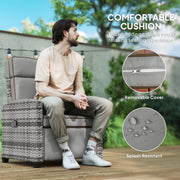 Rattan Garden Recliner Chair with Adjustable Backrest Cushion and Flip Table Mixed Grey by Outsunny