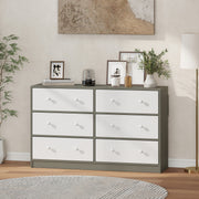 Fabric Chest of Drawers with 6 Spacious Storage Drawers Ideal for Bedroom or Nursery White Grey