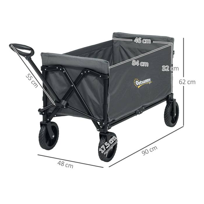 120L Folding Garden Trolley Cart with Wheels and Adjustable Handle for Camping and Beach by Outsunny