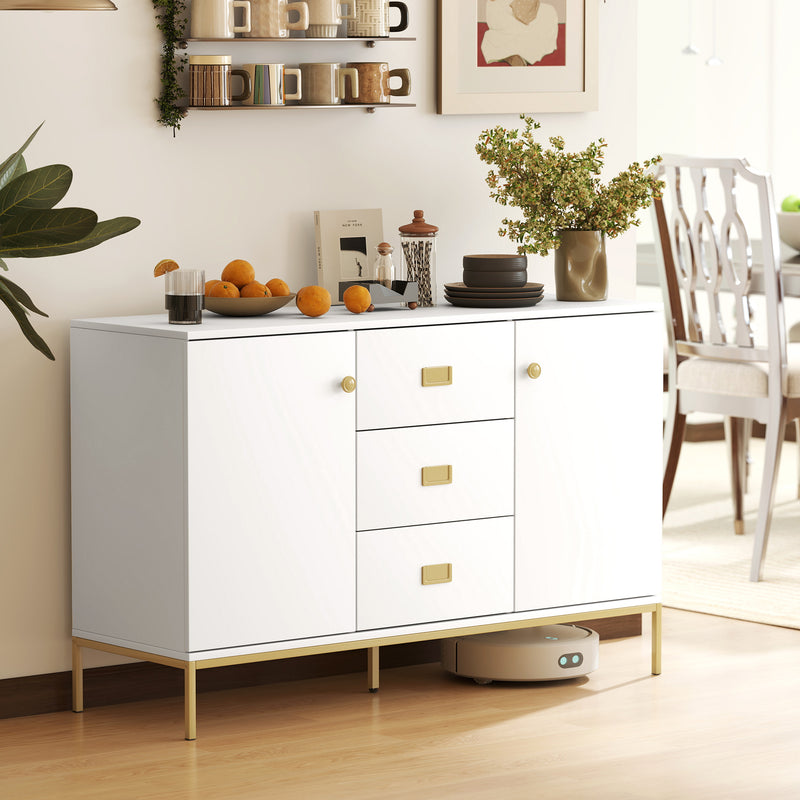 Sideboard with Adjustable Shelves and Drawers for Tidy Lounge or Dining Room Storage White
