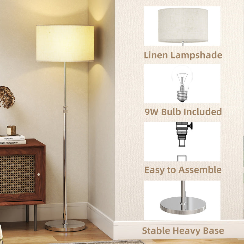 Adjustable Floor Lamp with Remote Control for Easy Reading and Relaxing Lighting Silver Beige