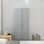 Grey Double Panelled Door Wardrobe with Shelves for Bedroom Storage by HOMCOM