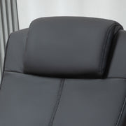 Reclining Faux Leather Armchair With Padded Footstool For Home or Office Use Black