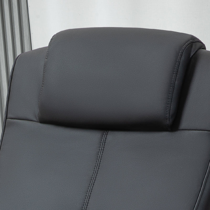 Reclining Faux Leather Armchair With Padded Footstool For Home or Office Use Black