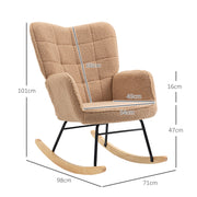 Wingback Rocking Chair Light Brown Soft Fleece for Relaxing Comfort by HOMCOM
