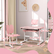 Pink Height Adjustable Kids Desk and Chair Set with Tilted Desktop by AIYAPLAY