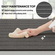 Black Patio Dining Table for 4 to 6 with Slatted Top and Aluminium Frame by Outsunny