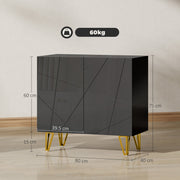Modern High Gloss Sideboard With Hairpin Legs For Stylish Living Rooms, Black