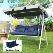 Outdoor Chair Cushion and Pillow Set for Extra Garden Seating Comfort Dark Blue AOSOM