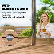 Extendable Garden Dining Table for 6 to 8 People with Parasol Hole Acacia Wood Natural AOSOM