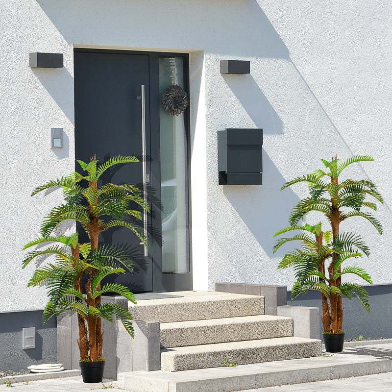 Set of 2 Tall Artificial Palm Trees in Pots for Indoor and Outdoor Tropical Decor 150cm