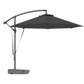 Grey 3m Cantilever Garden Parasol with Base Cover and Wind Strap by Outsunny