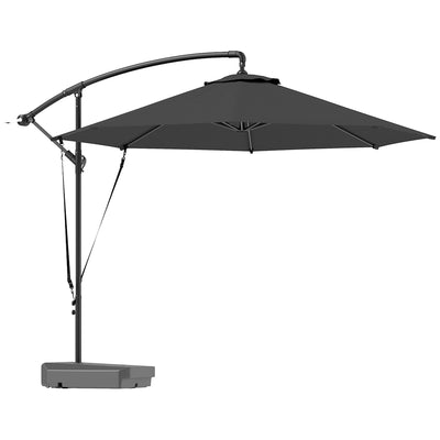 Grey 3m Cantilever Garden Parasol with Base Cover and Wind Strap by Outsunny
