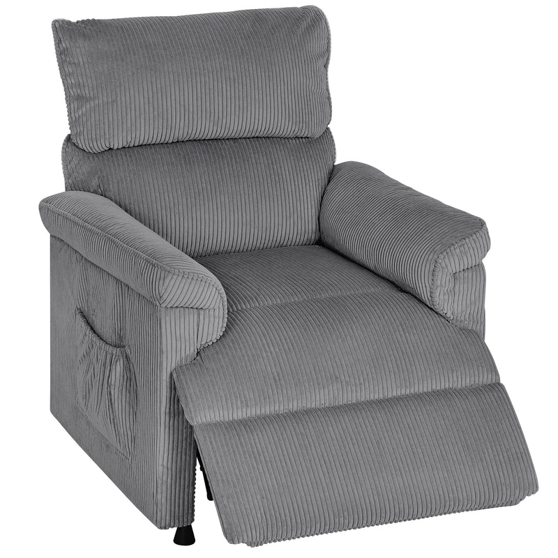 Electric Massage Recliner Chair with Corduroy Upholstery for Home Comfort Grey