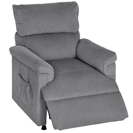 Electric Massage Recliner Chair with Corduroy Upholstery for Home Comfort Grey