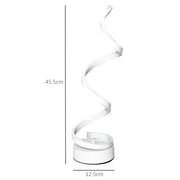 Set of 2 Modern LED Table Lamps with Wave Design and Metal Base for Bedroom, White AOSOM