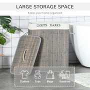 Grey 100L Collapsible Laundry Basket With Lid And Removable Lining For Dirty Clothes