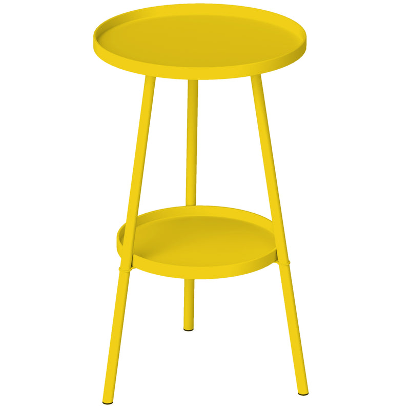 Outsunny Two-Tier Metal Garden Table - Yellow AOSOM