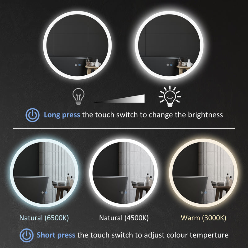 LED Wall Mounted Bathroom Mirror With Dimmable Light Defog Function 60 x 60 cm White