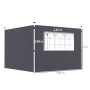 Dark Grey 3m Gazebo Replacement Side Wall Panels With Window by Outsunny