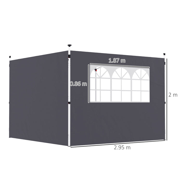 Dark Grey 3m Gazebo Replacement Side Wall Panels With Window by Outsunny