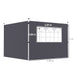 Dark Grey 3m Gazebo Replacement Side Wall Panels With Window by Outsunny