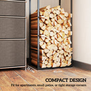 Heavy Duty Metal Firewood Log Rack With Adjustable Shelf For Indoor Outdoor Use Black