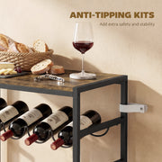Wine Rack for 30 Bottles with Compact Storage and Secure Wave Slots Rustic Brown Black Homcom