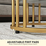 Set of Two White Marble Effect Coffee Tables with Gold Tone Legs by HOMCOM