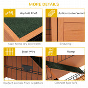 Two Tier Wooden Rabbit Hutch with Outdoor Run Ideal for Guinea Pigs and Bunnies Orange AOSOM