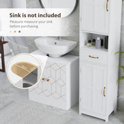 White Under Sink Bathroom Cabinet With Adjustable Shelf and Open Storage by HOMCOM