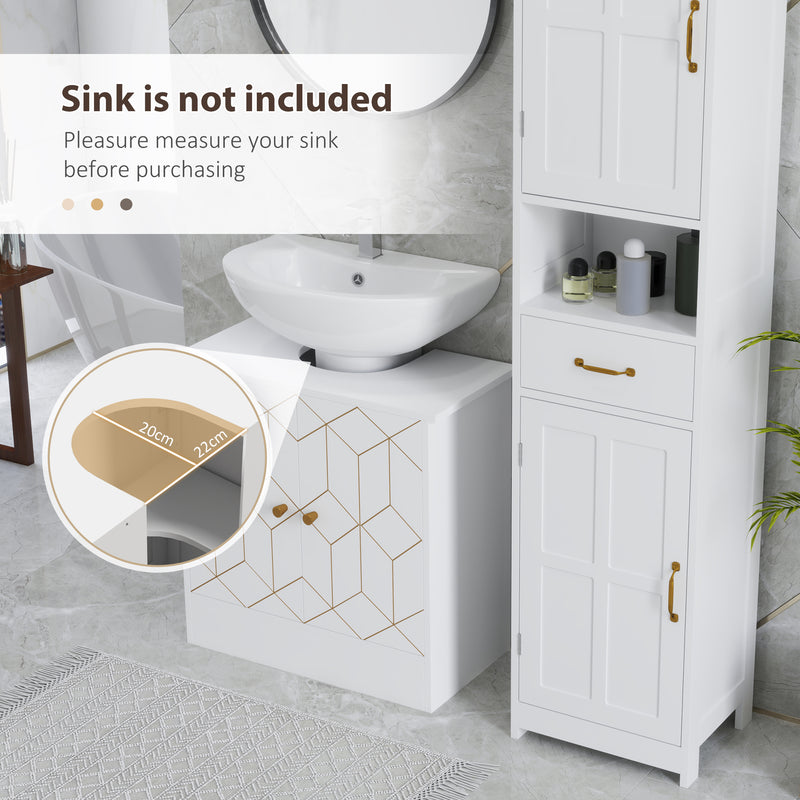 White Under Sink Bathroom Cabinet With Adjustable Shelf and Open Storage by HOMCOM